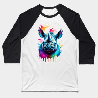 Rhino Colourful - Cute Rhinoceros Baseball T-Shirt